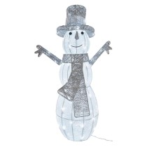 LED Weihnachts-Schneemann Rattan, 82 cm, Außen und Innen, Kaltweiß, Timer