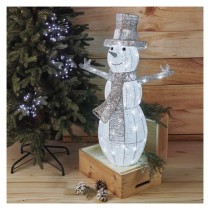LED Weihnachts-Schneemann Rattan, 82 cm, Außen und Innen, Kaltweiß, Timer
