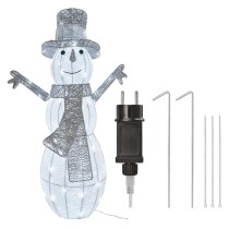LED Weihnachts-Schneemann Rattan, 82 cm, Außen und Innen, Kaltweiß, Timer