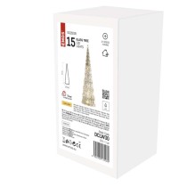 LED-es üveg karácsonyfa, 27 cm, 2x CR2032, beltéri, meleg fehér, időzítő