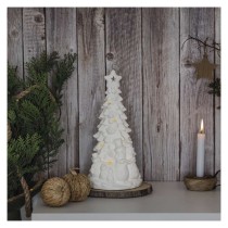 Keramischer LED-Baum mit Schneemännern, 33,5 cm, 2x AA, Innen, warmweiss