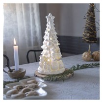 Keramischer LED-Baum mit Schneemännern, 33,5 cm, 2x AA, Innen, warmweiss
