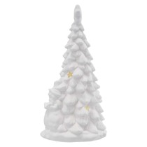 Keramischer LED-Baum mit Schneemännern, 33,5 cm, 2x AA, Innen, warmweiss