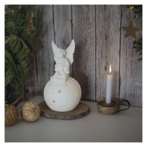 LED kerámia angyal, 29 cm, 2x AA, meleg fehér, időzítő