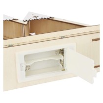 LED-es fa karácsonyi tájkép, 23,5 cm, 2x AA, beltéri, meleg fehér, időzítő