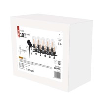 LED virtene ar saules paneli – 10x ballīšu spuldzes, 5m, lietošanai ārā un iekštelpās, vn.