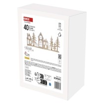 LED dekorace dřevěná - vesnička, 60 cm, 2x AA, teplá bílá, časovač