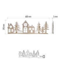 LED dekorace dřevěná - vesnička, 60 cm, 2x AA, teplá bílá, časovač