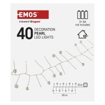 LED girlanda – perly, 1,2 m, 3x AA, vnitřní, teplá bílá, časovač