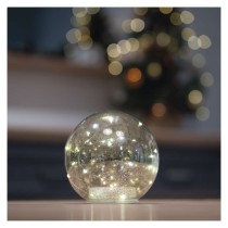 LED karácsonyi üveggömb - arany, 15 cm, 3x AA, beltéri, meleg fehér, időzítő