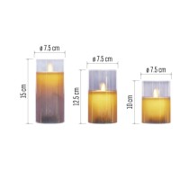 LED dekoráció - 3x viaszgyertya üvegben, 6x AA, meleg fehér, időzítő