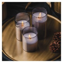 LED dekoráció - 3x viaszgyertya üvegben, 6x AA, meleg fehér, időzítő