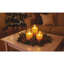 LED dekoráció - 3x viaszgyertya üvegben, 6x AA, meleg fehér, időzítő