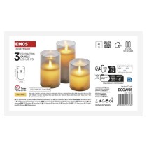 LED dekoráció - 3x viaszgyertya üvegben, 6x AA, meleg fehér, időzítő