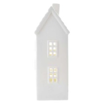 LED kerámia házikó, 16 cm, 1x CR2032, beltéri, meleg fehér, időzítő
