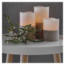 LED Dekoration – 3x Wachskerze mit Kordel, 3x 3x AAA, Innen, Vintage, Fernbedienung