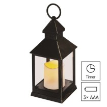 LED dekoráció – lámpa, antik, fekete, villogó, 3x AAA, beltéri, vintage, időzítő