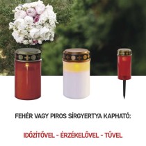 LED temetői mécses, 12,5 cm, 2x C, kültéri és beltéri, vintage, időzítő