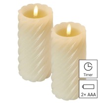 LED dekoráció – viaszgyertya 17 cm, 2x AAA, beltéri, meleg fehér, 2 db, távirányító