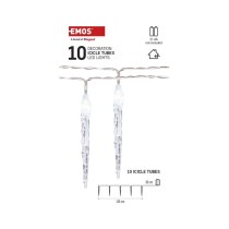 LED karácsonyi fényfüzér – 10x jégcsap, 1,35 m, 2x AA, beltéri, hideg fehér, időzítő