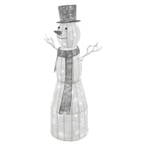 LED Weihnachts-Schneemann Rattan, 124 cm, Innen, Kaltweiß, Timer