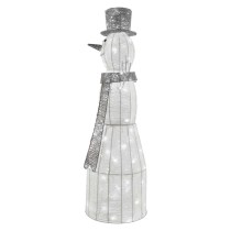 LED Weihnachts-Schneemann Rattan, 124 cm, Innen, Kaltweiß, Timer
