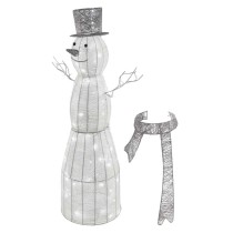 LED Weihnachts-Schneemann Rattan, 124 cm, Innen, Kaltweiß, Timer