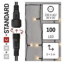Standard LED Verbindungskette – Vorhang, 1x2 m, Außen, warm-weiß