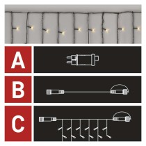Základní sada pro spoj. řetězy Standard – rampouchy, 2,5 m, venkovní, teplá bílá, časovač