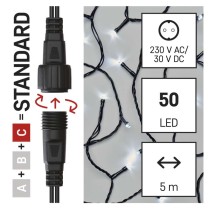 Standard LED sorolható karácsonyi füzér, 5 m, kültéri és beltéri, hideg fehér