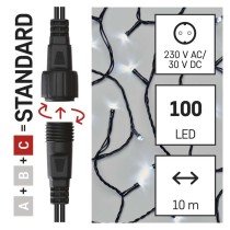 Standard LED sorolható karácsonyi füzér, 10 m, kültéri és beltéri, hideg fehér