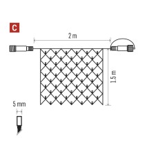 Standard LED Verbindungskette – Netz, 1,5x2 m, Außen, Kaltweiß