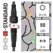 Standard LED sorolható karácsonyi füzér, 5 m, kültéri és beltéri, többszínű