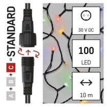 Standard LED sorolható karácsonyi füzér, 10 m, kültéri és beltéri, többszínű