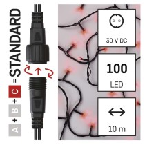 Standard LED sorolható karácsonyi füzér, 10 m, kültéri és beltéri, piros
