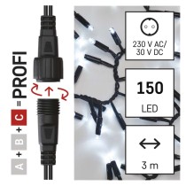 Profi LED Verbindungskette schwarz, 3 m, Außen/Innen, Kaltweiß