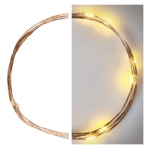 LED karácsonyi nano fényfüzér, réz, 0,9 m, 2x AA, beltéri, meleg fehér, időzítő