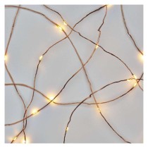 LED karácsonyi nano fényfüzér, réz, 0,9 m, 2x AA, beltéri, meleg fehér, időzítő