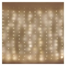 LED vánoční drop řetěz – záclona, 2,9x1,5 m, venkovní i vnitřní, teplá bílá, programy