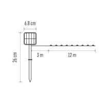 LED nano lánc napelemmel, réz, 12 m, kültéri és beltéri, hideg fehér, időzítő