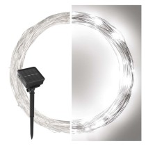 LED nano lánc napelemmel, réz, 12 m, kültéri és beltéri, hideg fehér, időzítő
