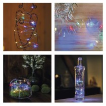 LED Weihnachtliche Nano-Kette, 1,9 m, 2x AA, Innen, Multicolor, Timer