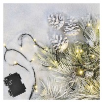 LED Weihnachtliche Lichterkette, 2,8 m, 3x AA, Außen/Innen, warmweiß, Timer