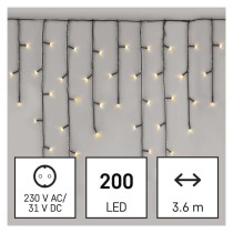 LED karácsonyi jégcsapok, 3,6 m, kültéri és beltéri, meleg fehér, programokkal
