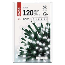 LED karácsonyi fényfüzér, 12 m, kültéri és beltéri, hideg fehér, időzítő