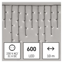 LED karácsonyi jégcsapok, 10 m, kültéri és beltéri, hideg fehér, programokkal