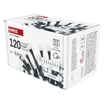 LED Weihnachtliche Lichterkette, 8,4 m, 3x AA, Außen und Innen, Kaltweiß, Timer