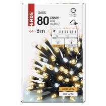 LED karácsonyi fényfüzér, villogó, 8 m, kültéri és beltéri, meleg/hideg fehér, időzítő