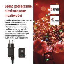 Lampki choinkowe Classic 500 LED 50m multikolor, ziel. przewód, IP44, 8 programów, timer