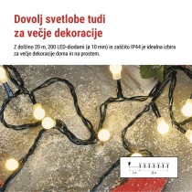 LED božična cherry veriga – kroglice, 20 m, zunan. in notran.,topla bela,programi,časovnik